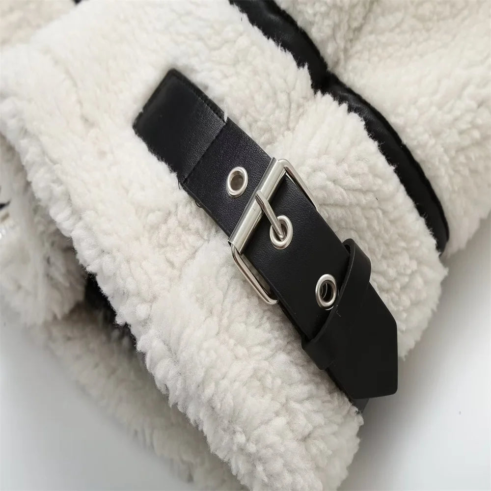 Veste décontractée en laine d'agneau pour femmes (style américain)